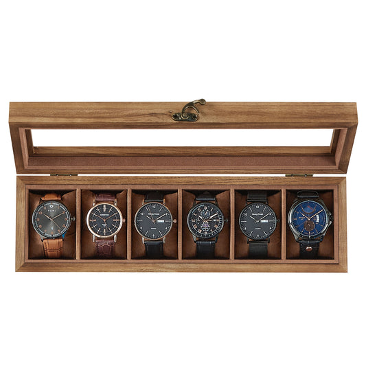 6-Slot Solid Wood Watch Box